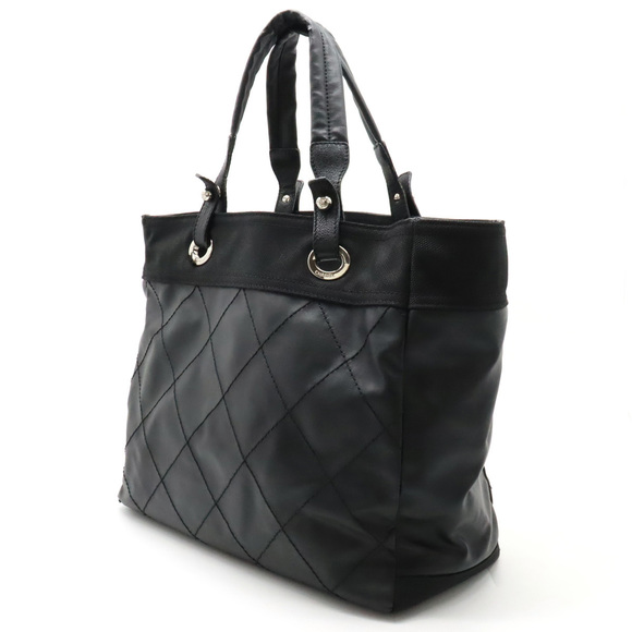 Chanel Black Tote Mm Biarritz Canvas Paris Handbag - Picture 1 of 9